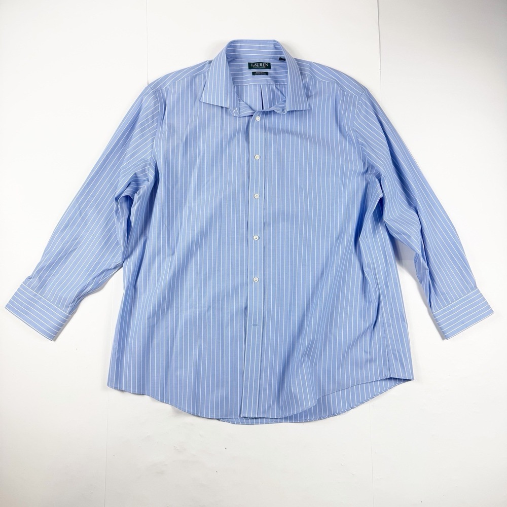 Lauren Ralph Lauren Men's Blue‎ Striped Button Down Shirt Supima Cotton 18 32/33